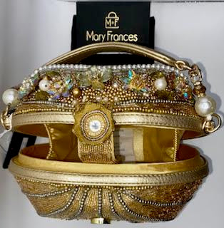 Mary Frances "Dream Big" Beaded Gold Carriage Handbag