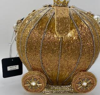 Mary Frances "Dream Big" Beaded Gold Carriage Handbag