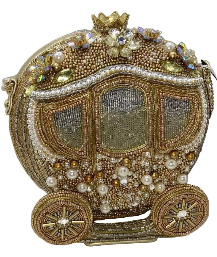 Mary Frances "Dream Big" Beaded Gold Carriage Handbag
