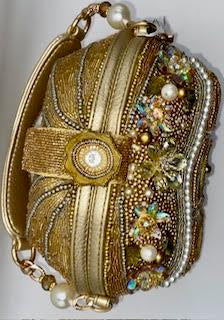 Mary Frances "Dream Big" Beaded Gold Carriage Handbag