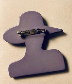 Purple Glitter Hat Lady Pin